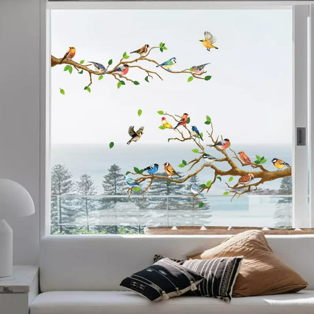 Vinilo para ventana de árbol con aves - Rotula2 Empresa de