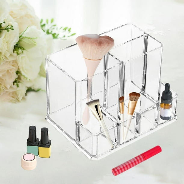 Organizador de 3 ranuras para brochas de maquillaje de acrílico, soporte para  brochas de maquillaje, estuche para brochas de maquillaje para  almacenamiento y surtido, transparente