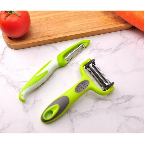 Pelador multifuncional de verduras – 3 en 1 en forma de Y pelador de frutas  y verduras con cuchillas dentadas de juliana, utensilios de cocina