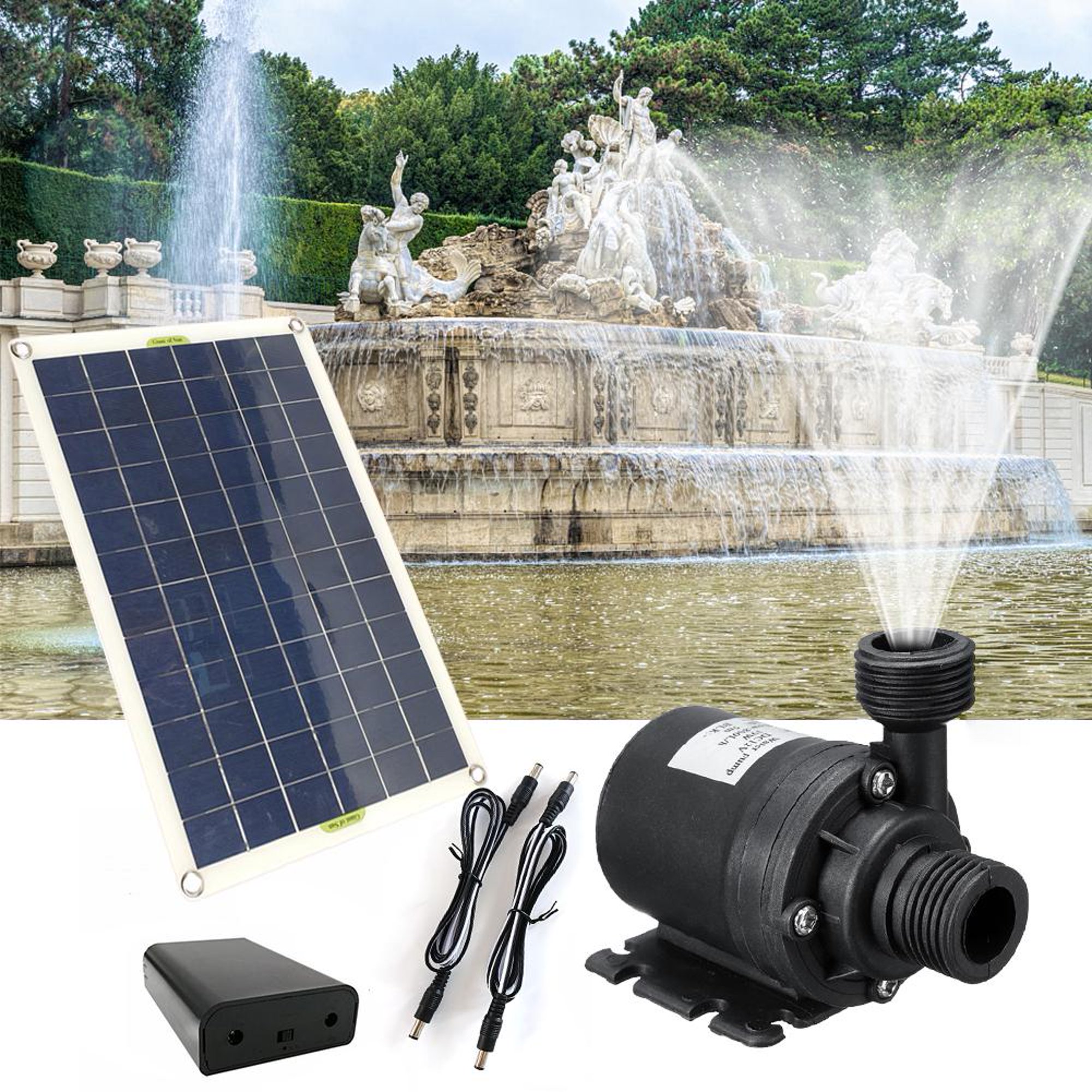 Bomba de agua solar de 50w 800l / h Dc12v Bomba de fuente de agua solar de  bajo ruido Fuente de agua familiar de jardín