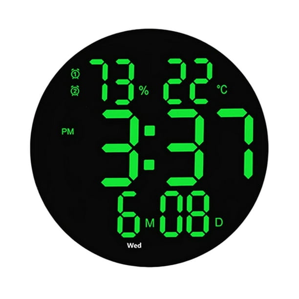 Reloj de pared LED sin tictac con Pantalla de temperatura y humedad Reloj  de pared digital para dormitorio Cocina Blanco Sunnimix Reloj de pared