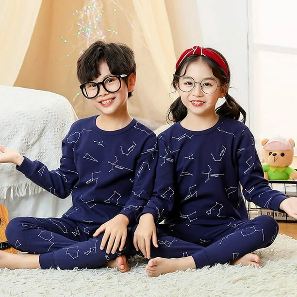 Niños Niñas Pijamas Otoño Invierno Manga Larga Conjunto De Ropa