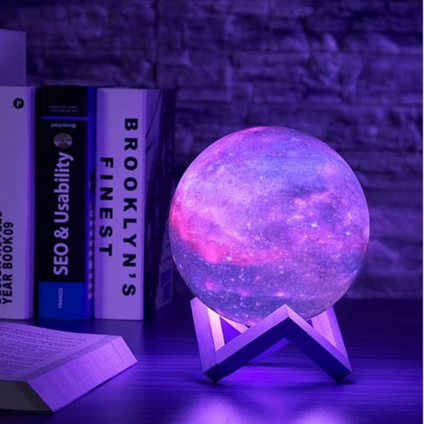 Lámpara Luna 3D Luz Led Colores + Base – Cancela En La Puerta
