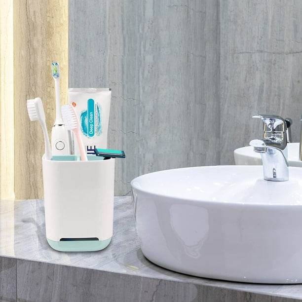 Soporte para cepillo de dientes blanco para baño, desmontable para fácil  limpieza, 5 ranuras para cepillo de dientes eléctrico y pasta de dientes  para