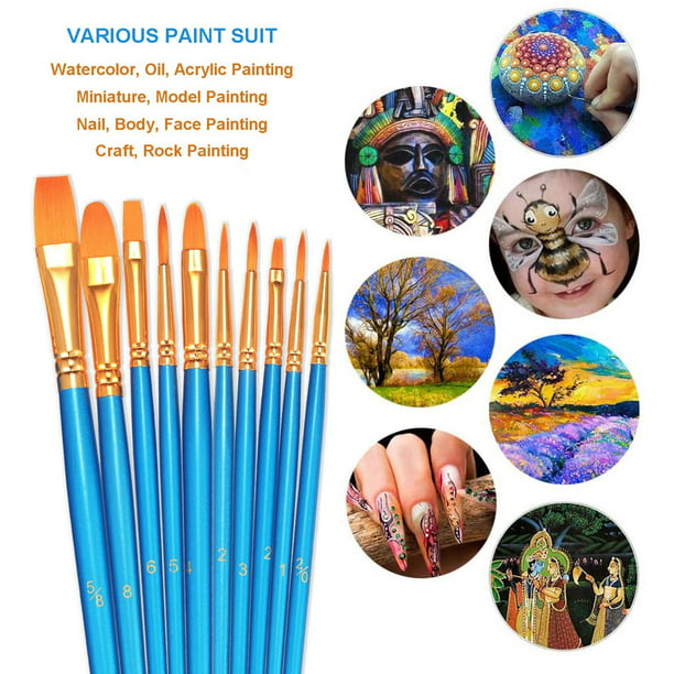 Pinceles de pintura – Juego de 15 pinceles profesionales para acuarela,  acrílico, gouache y pintura al óleo – Pelo de nailon de alta calidad con