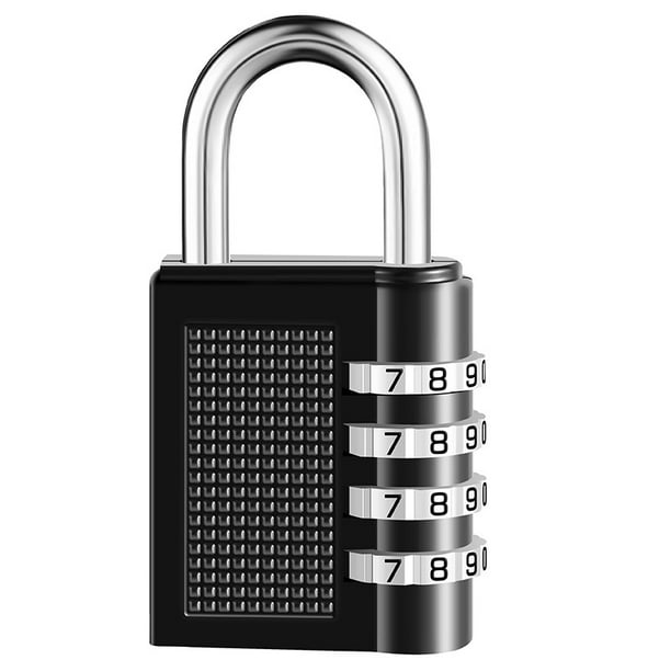 Candados Combinación-Candado de Seguridad Combinaciones de 4 Dígitos Ideal  para Puerta de Verja,Lockers,Maleta de Equipaje(2PCS)(negro + plata）