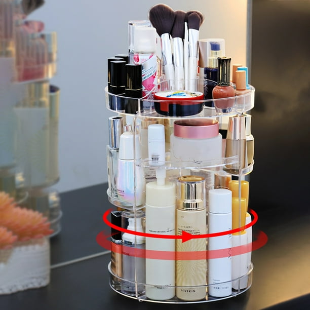 Organizador de maquillaje giratorio de 360 degree, organizador giratorio  para encimera, organizador de cosméticos, soporte de maquillaje, BLESIY  estante giratorio