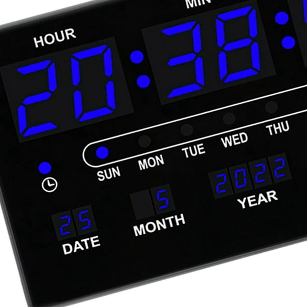 Reloj de pared grande tamaño, con de fecha y temperatura, calendario,  relojes de electrónicos silenciosos precisos Colco reloj digital grande