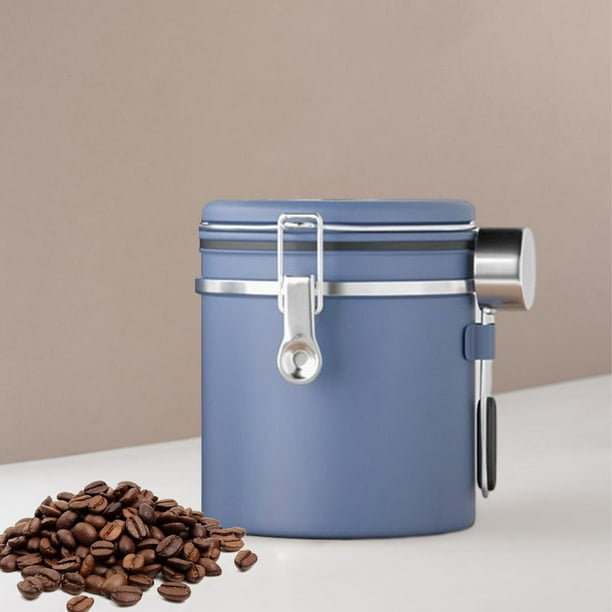 Botes de café de 16 onzas, recipiente hermético de gran capacidad de acero  inoxidable para granos de café con cuchara, contenedor de café con