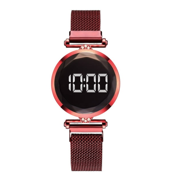 Relojes digitales de lujo para mujer / Correa magnética de acero