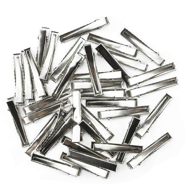 50 pinzas planas de metal plateado para el cabello, pinzas de rizo de una  sola punta, pinzas para el cabello con dientes para peinar el cabello