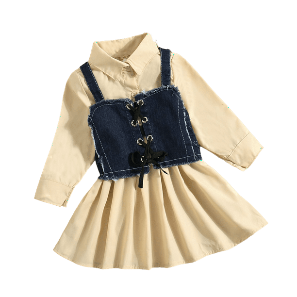 Vestido de malla de mezclilla para niñas bebés Vestido de fiesta de  primavera y verano con cinturón Conjunto de ropa informal floral para niños  Trajes de moda para niños pequeños 2T (Etiqueta