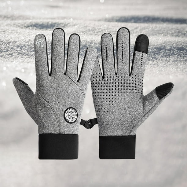 Guantes de invierno para mujer, guantes térmicos, guantes resistentes al  agua con forro de felpa para clima frío, guantes cálidos para deportes al ,  gris Yinane Guantes de invierno para mujer