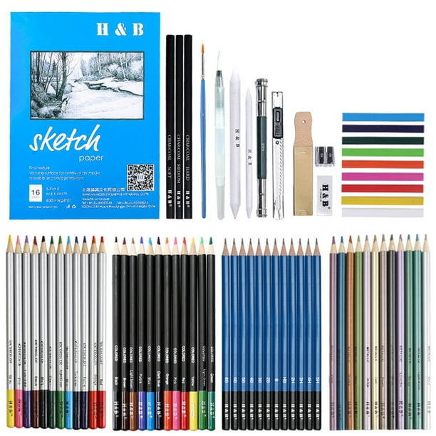 TFixol H & B 71pcs/set Kit de dibujo profesional Lápices de dibujo Dibujo  artístico TFixol pluma de dibujo