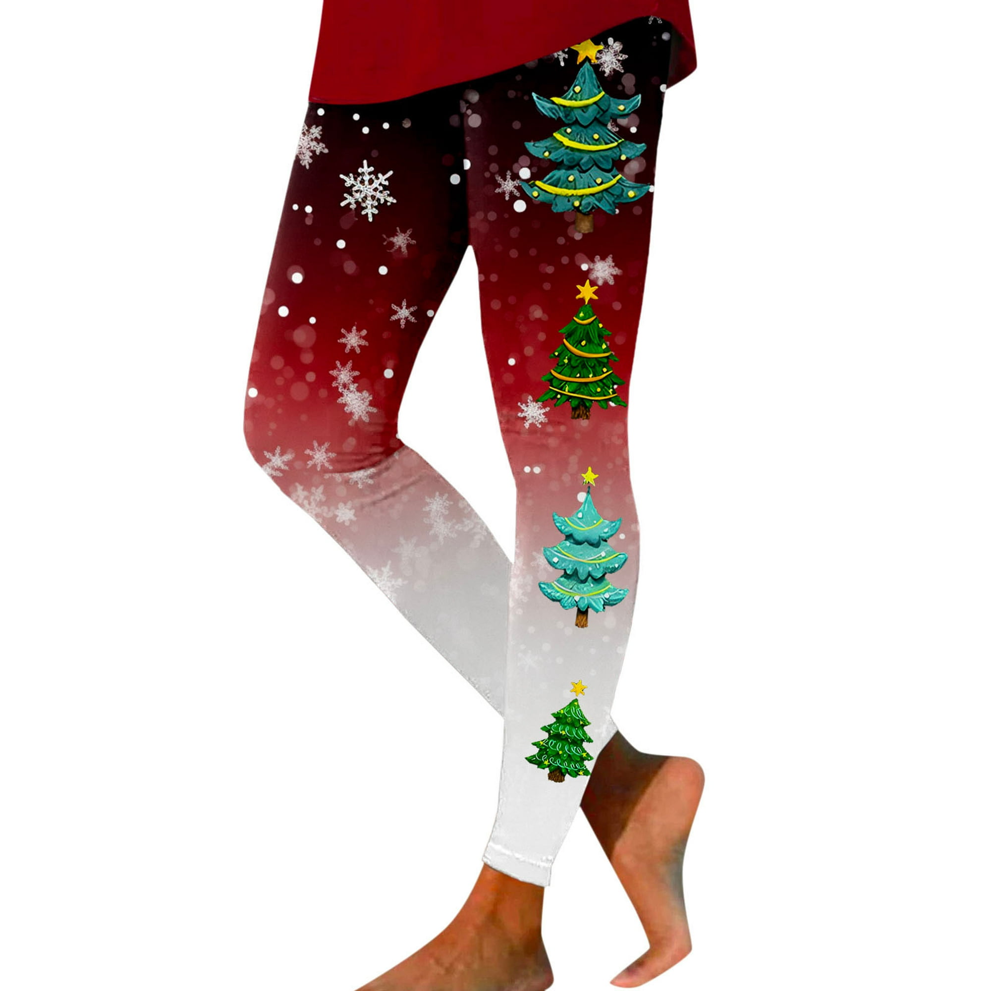 Gibobby pantalones de vestir mujer cintura alta Leggings deportivos  estampados navideños de moda informal para mujer Leggings de moda (Vino,  XL)