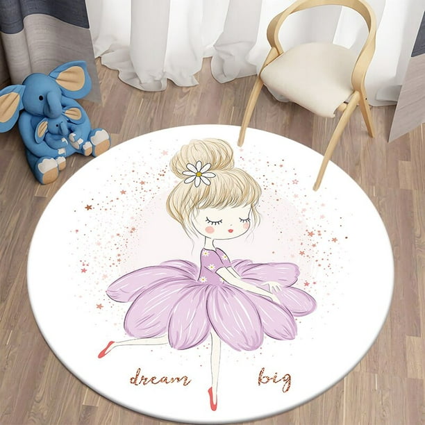 Tapis imprimé dessin animé fille pour enfants, Kawaii, rond, antidérapant,  en flanelle, pour salon11120cm diameter zhangyuxiang unisex