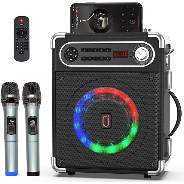 Altavoz con Microfono Karaoke, Altavoz Bluetooth con Luces/LED RGB