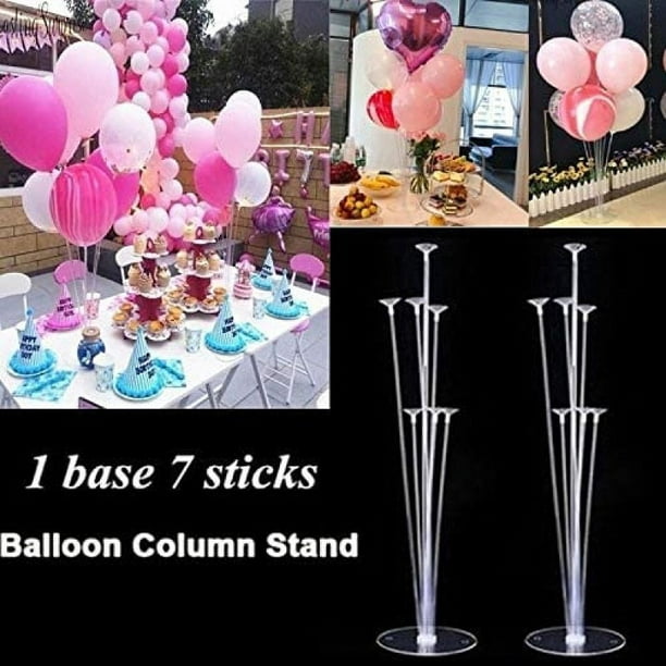 Juego de 4 soportes para globos, kit de soporte para globos de mesa,  soporte transparente para palos de globos para mesa, cumpleaños, baby  shower