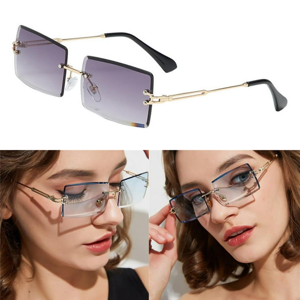 Gafas De Sol Con Estilo Sin Montura Para Mujer , Lentes Degradados De Moda  , Para Dama , Sombras De Diseñador UV400