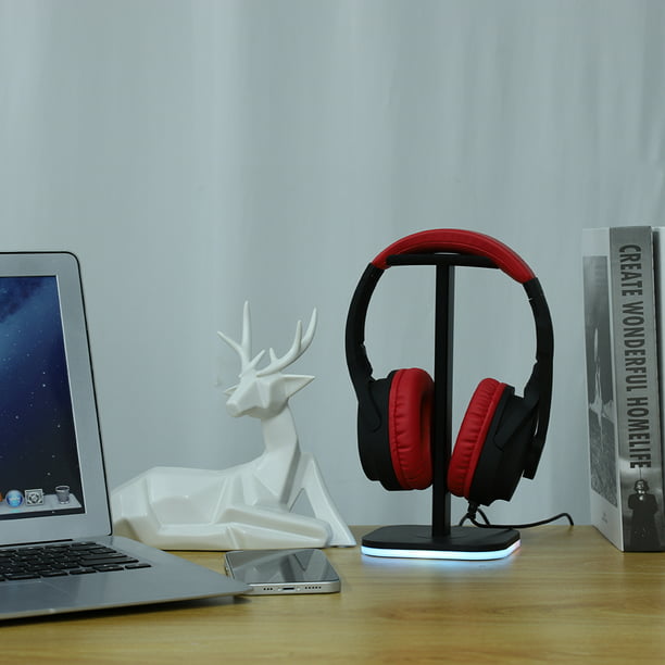 BGMUTCX Soporte para auriculares RGB con puerto de carga USB o  concentrador, soporte para auriculares para juegos de escritorio, estante  duradero adecuado para mesa de escritorio, juegos, auriculares, PC,  accesorios para