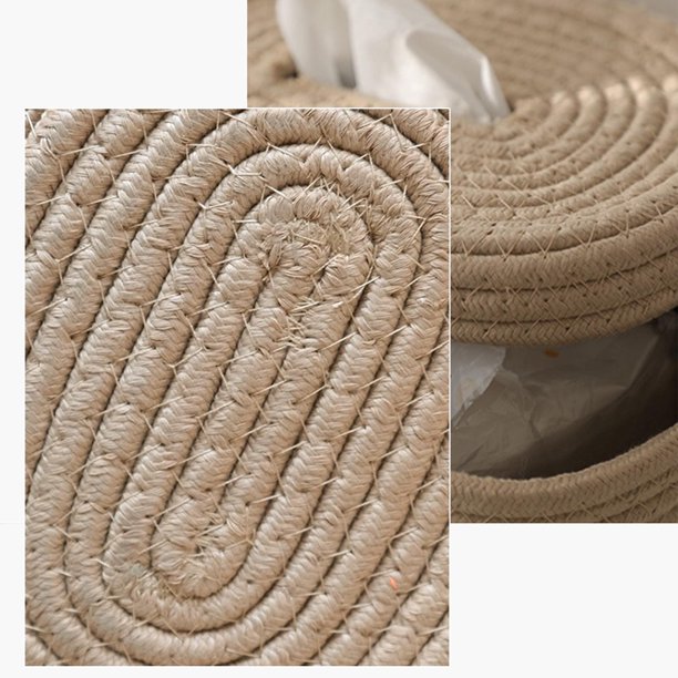 Caja de Pañuelos Tejida de Cuerda de Algodón para Decoración