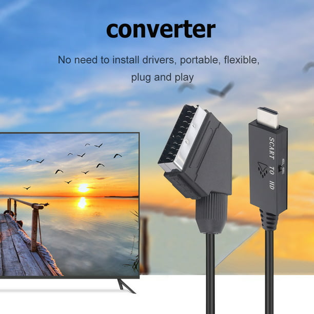 Adaptador convertidor de 1 m Euroconector a convertidor HD 1080P compatible  con HDMI para decodificador Hugtrwg Nuevos Originales