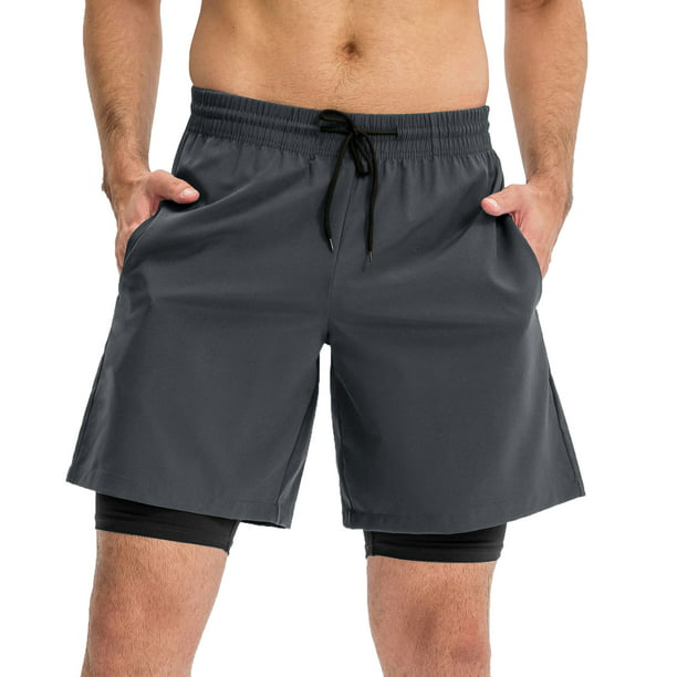 Pantalones cortos deportivos 2 en 1 para hombre, pantalones cortos  elásticos, transpirables, de Abanopi Pantalones cortos deportivos para  hombre