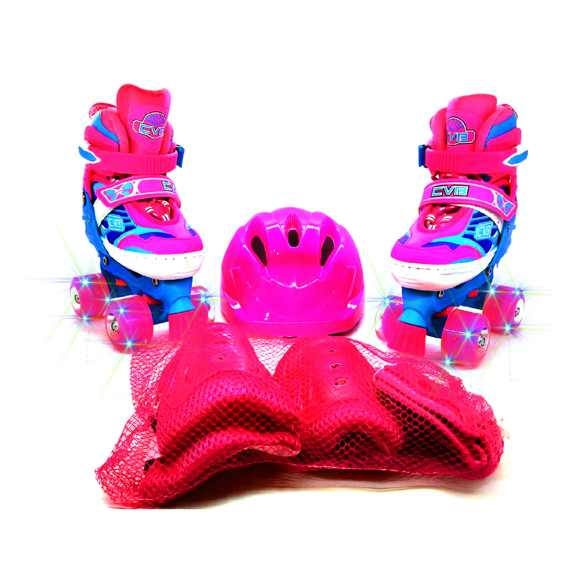 Patines Protecciones Ymochila Sweet Rocket Junior Color Rosa Ajustables