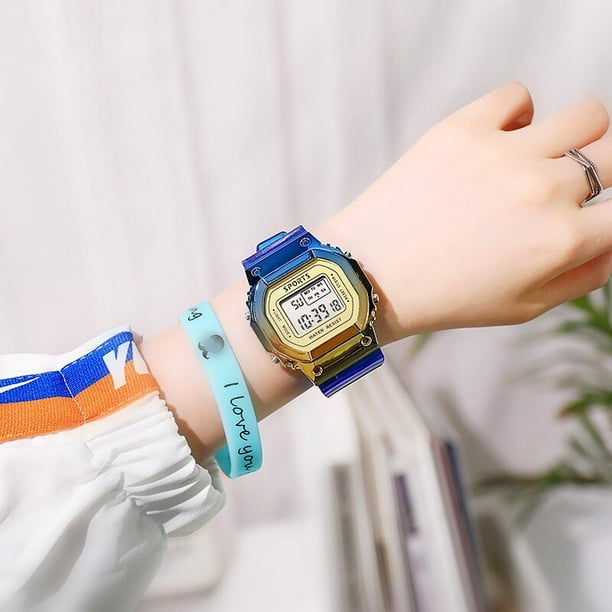 Relojes de moda para hombre y mujer, reloj deportivo Digital transparente  informal dorado, reloj de regalo para amantes, reloj de pulsera luminoso  LED, reloj electrónico Gao Jinjia LED