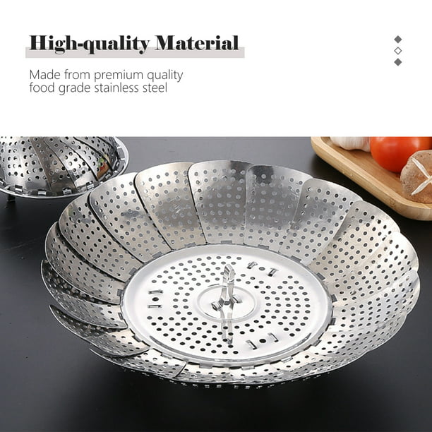Topoko vaporera para vegetales 100 % de acero inoxidable, colador para  pasta, cesta plegable para diversos tamaños de recipientes, M