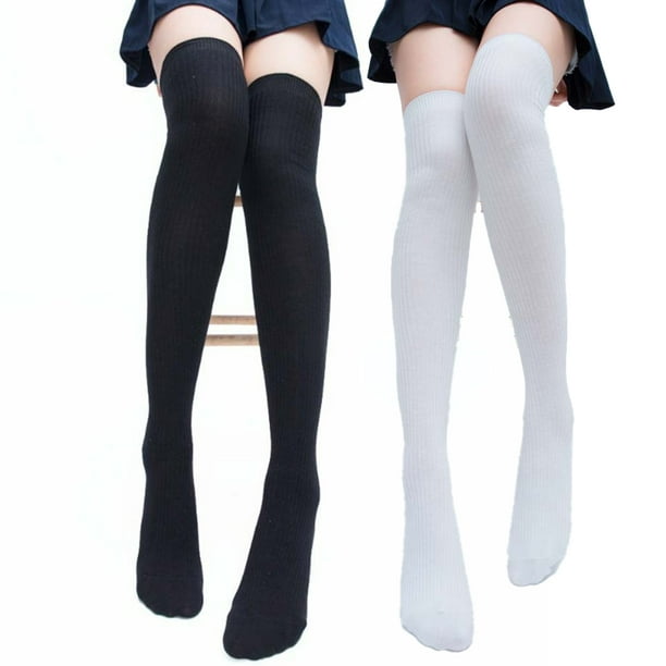Comprar Calcetines largos por encima de la rodilla hasta el muslo para  mujer y niña, medias cálidas de algodón