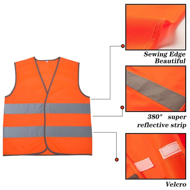 Paquete de 30 chalecos de seguridad a granel con tiras reflectantes  reflectantes de alta visibilidad, chaleco de seguridad naranja, chaleco de  trabajo