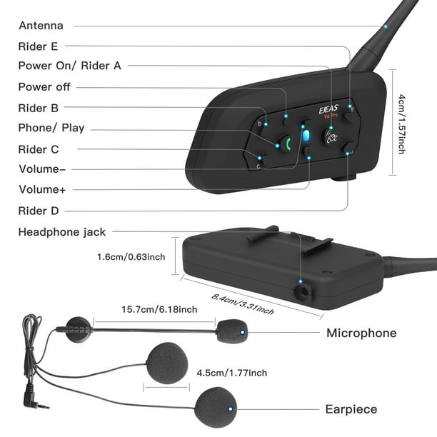 Intercomunicador Bluetooth para motocicleta, intercomunicador