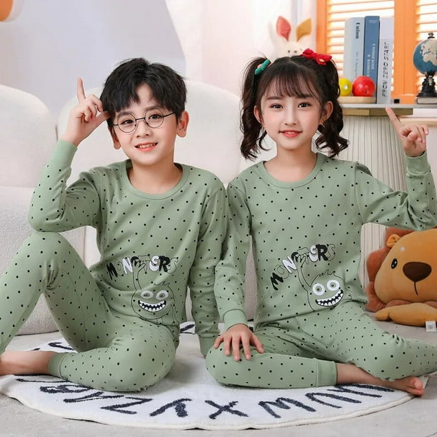 Pijamas para niños 2 4 5 6 7 8 9 10 11 12 13 14 años Conjunto de ropa de  dormir de algodón Pijamas de Navidad Pijamas verdes para niños ropa