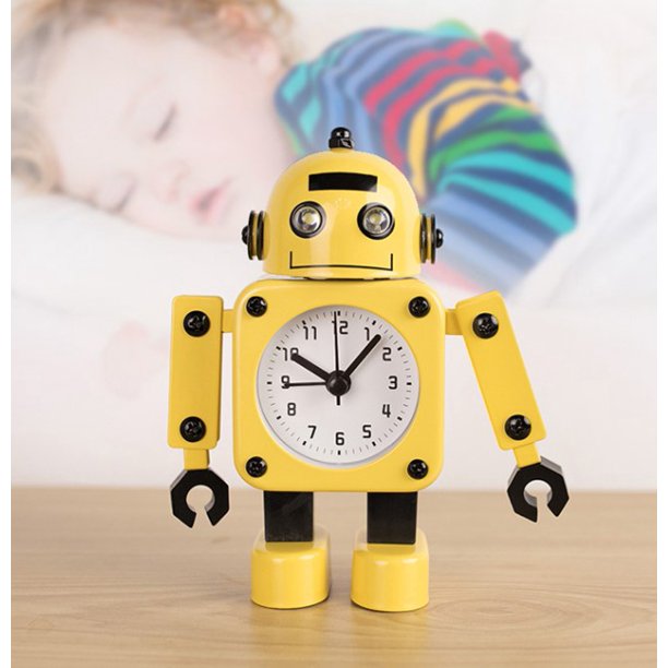 Reloj despertador robot, reloj despertador silencioso de acero inoxidable  con ojos brillantes y braz JAMW Sencillez