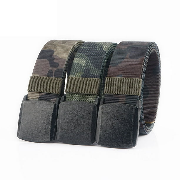 Cinturón táctico militar de nailon para hombre, 2 unidades por paquete,  cinturón de malla con hebilla de plástico, cinturón de lona, regalo para el