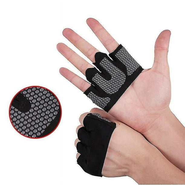 Comprar 1 par de guantes de levantamiento de pesas para hombre y mujer,  transpirables, antideslizantes, medio dedo, Fitness, ciclismo