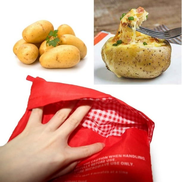 Bolsa para cocinar patatas en microondas, 4 piezas, reutilizable y lavable,  ahorro de tiempo, bolsa de tela para cualquier tipo de papas, horneado