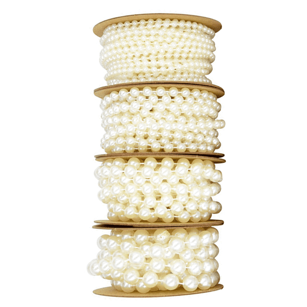Perlas para manualidades Cuentas de perlas de imitación Rollo de soporte  Cuerda de perlas para la decoración del hogar de la fiesta, 20M / 66ft en  total Zhivalor BST3024669-1