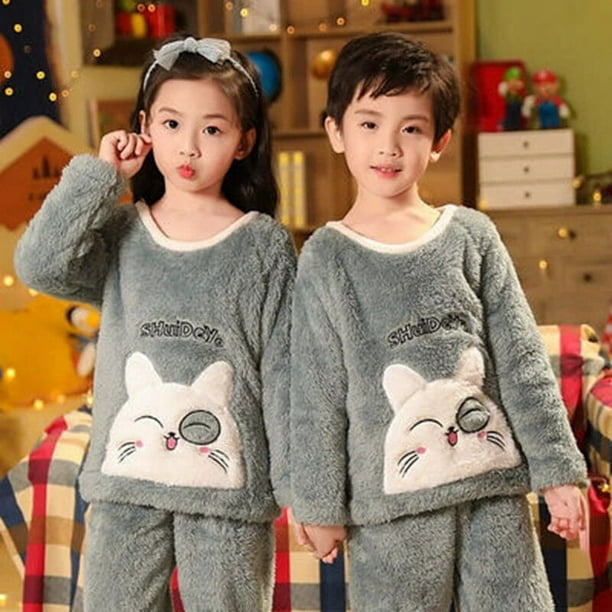 Pijamas de franela para niños pequeños, ropa de dormir cálida para bebés,  conjunto de ropa para niños, traje de Casa de felpa para niños, otoño e  invierno, nuevo