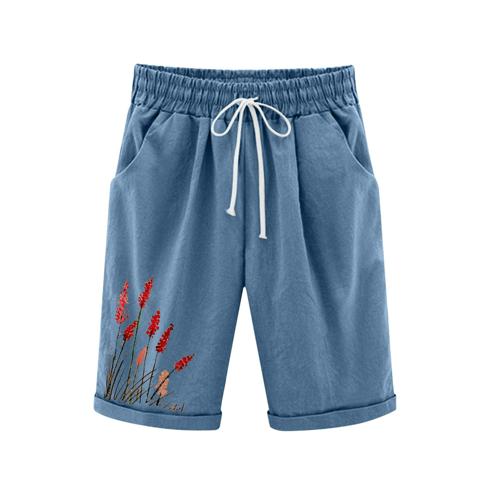 Men's Shorts Summer 2024 Pantalones anchos Mujer Bolsillos sólido