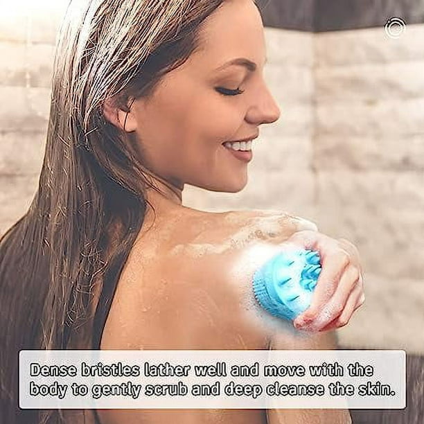 Cepillo de ducha de silicona, cepillo de silicona para el cuerpo con jabón  añadido, cepillo de baño exfoliante para masaje, cepillo de baño para ducha