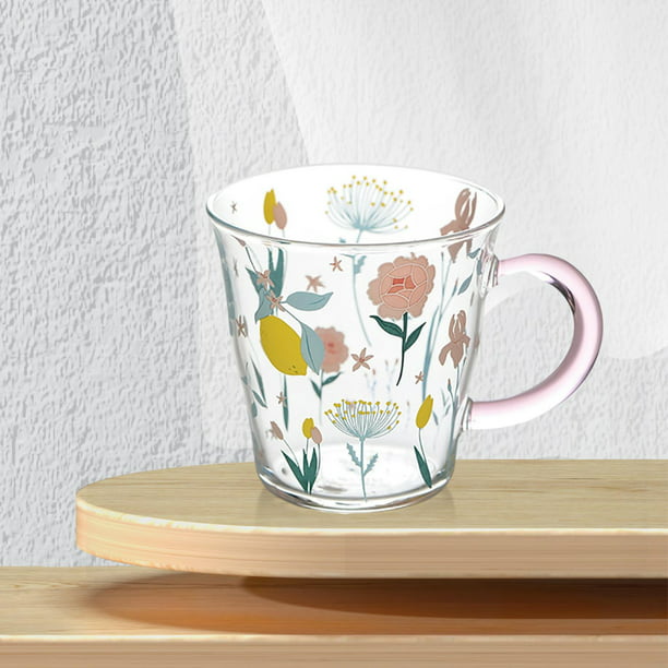 Taza de cerámica con asa, tazas de cerámica con patrón floral