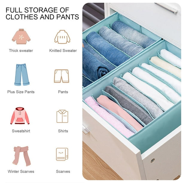  Owill-home Organizador de ropa para armario (2 unidades) - Cajas  divisoras plegables para cajones de almacenamiento portátiles para  organizadores de armario, contenedores lavables, ropa interior, jeans,  leggings, faldas, camisetas