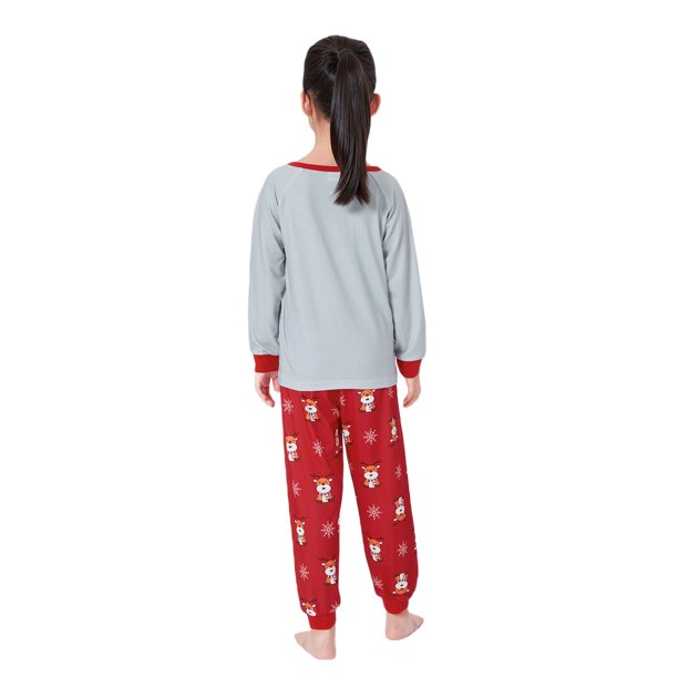 Pijama De Navidad Familiar, Blusa Impresa En Ciervos Y Copos De Nieve +  Pantalones Largos ; Bebé 6-9 Meses