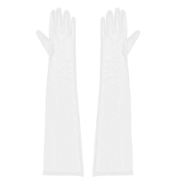 Guantes de encaje , guantes sin dedos elásticos, traje blanco Colcomx Guantes  largos