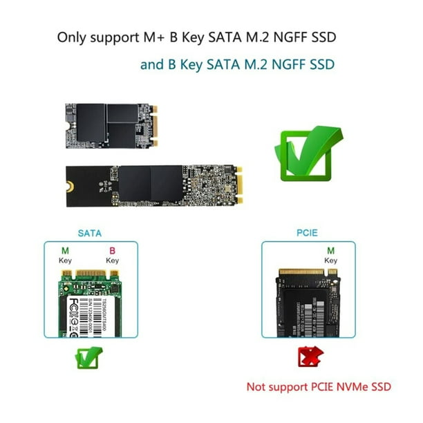 M.2 NGFF a USB3.0 Adaptador SSD externo 1TB SSD Estuche para 2230/2242 M.2  B-key SSD Ndcxsfigh Para estrenar