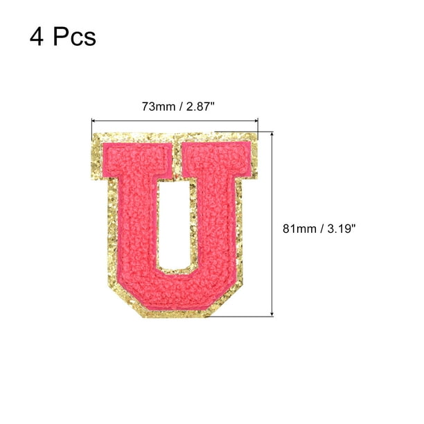 Letter U - Parches bordados de letras termoadhesivas de 3 pulgadas con  pegamento en la parte posterior, parches de apliques del alfabeto para  ropa
