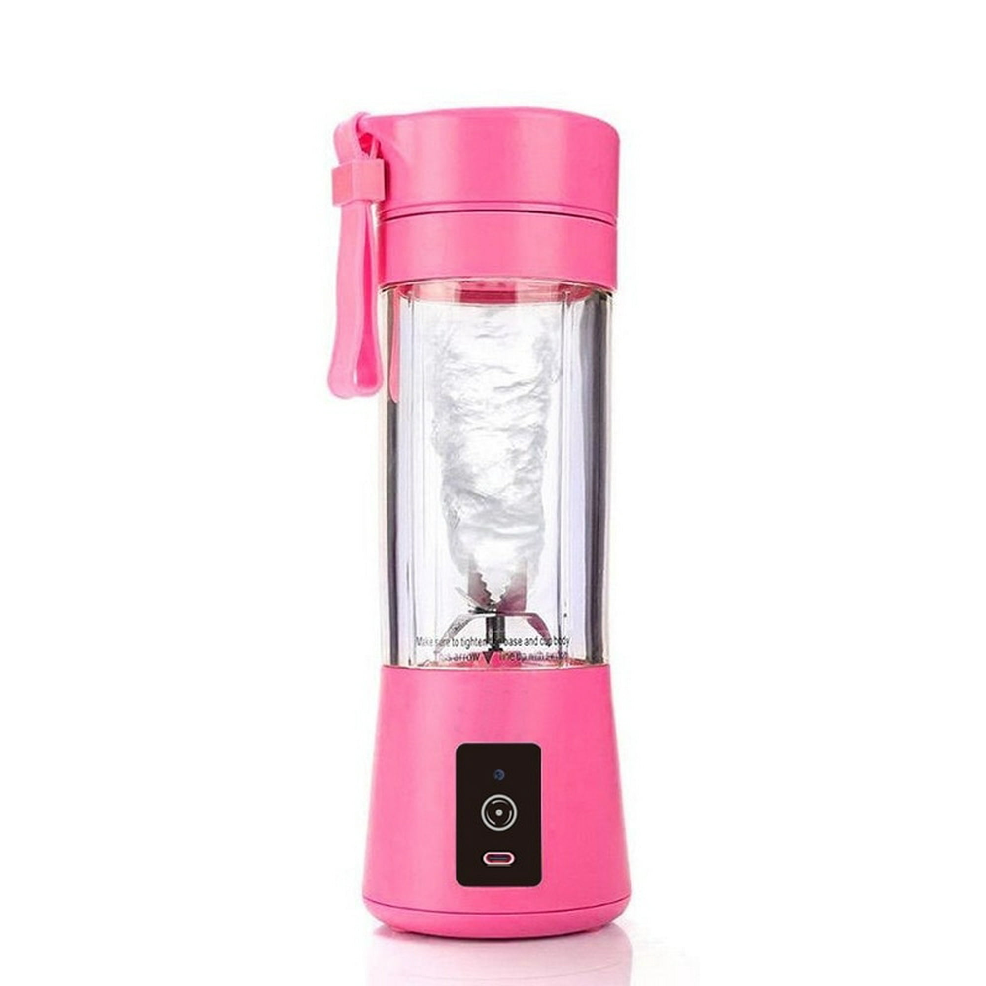  Mini batidora de frutas, licuadora portátil de 6 cuchillas,  vaso exprimidor potente botella transparente para el hogar (rosa) : Hogar y  Cocina