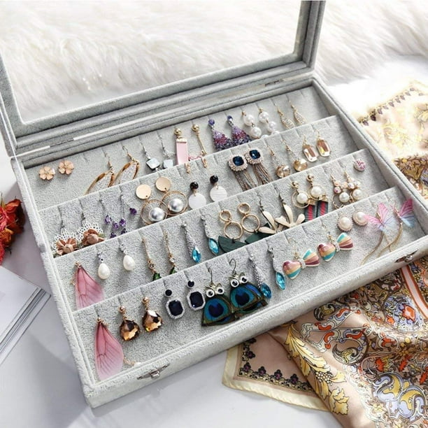 Porta joyas con accesorios pulseras relojes abalorios soporte para joyas  espejo de mesa redonda